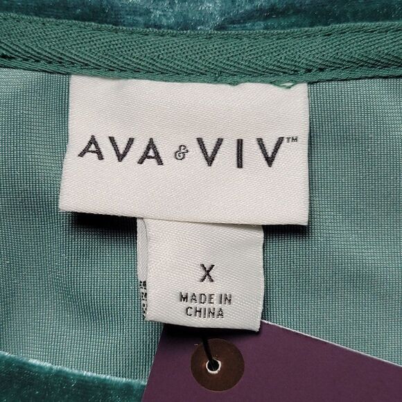 Ava & Viv Green Velvet Cropped Top Sz X - Picture 4 of 7